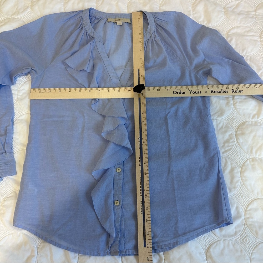 Loft ruffle-front button down - Picture 5 of 5